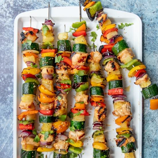 Grilled Hawaiian Chicken Kabobs - Recipe photo by wholefully