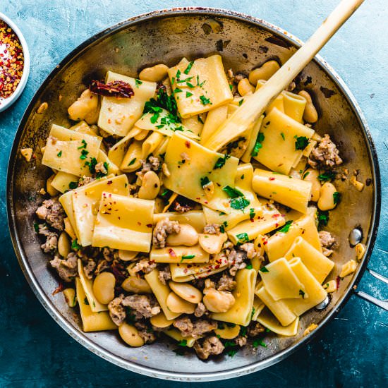 Paccheri Pasta with Butter Beans - Recipe photo by sipandfeast