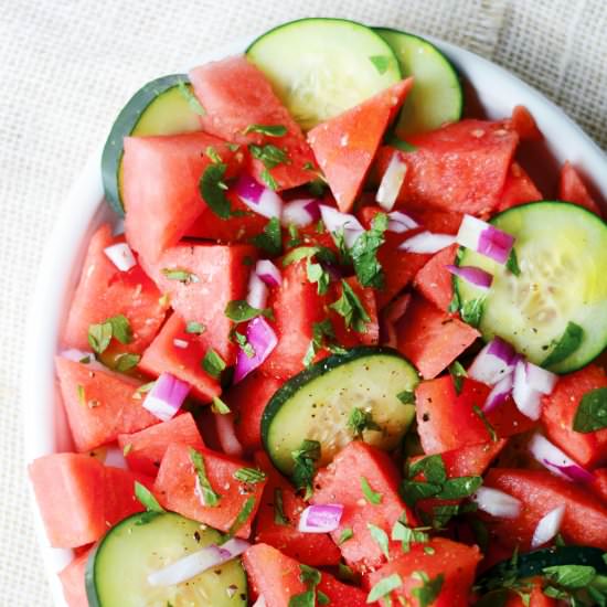 Easy Watermelon Mint Salad - Recipe photo by The Colorful Kitchen