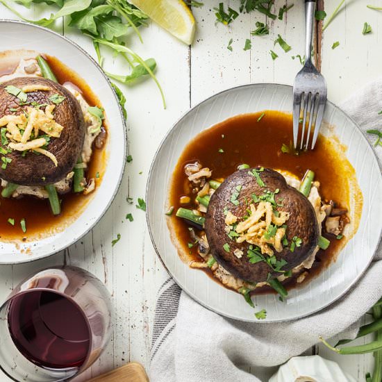 Mushrooms w/ Bean Puree & Red Sauce - Recipe photo by jodiloves