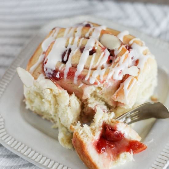 Cherry Almond Sweet Rolls - Recipe photo by DoughEyedBlog