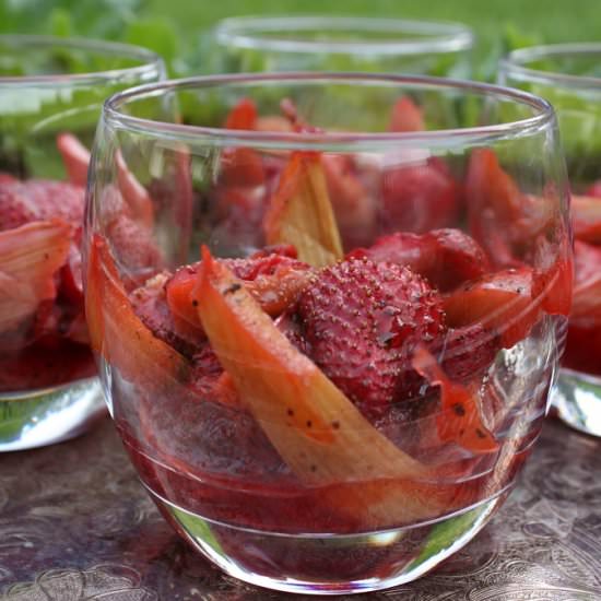 Roasted Strawberry Rhubarb Dessert - Recipe photo by dishnthekitchen
