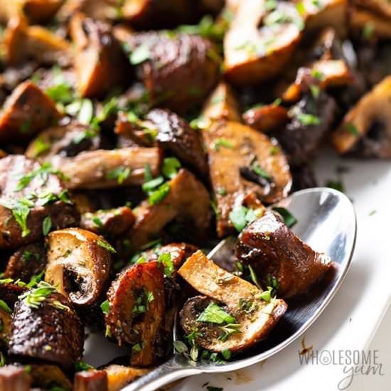 oven roasted mushrooms - Recipe photo by wholesomeyum