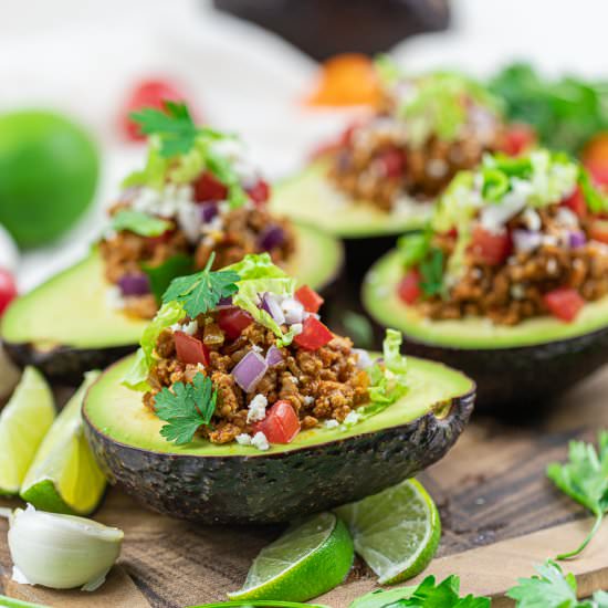 Keto Taco Stuffed Avocado Boats - Recipe photo by drivemehungry