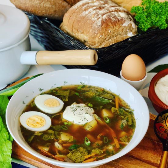 Russian Sorrel Soup - Recipe photo by PetersFoodAdventures