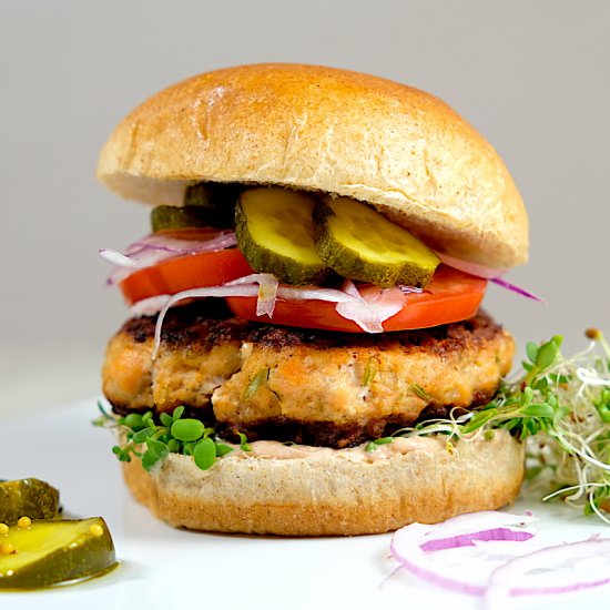 Tequila Lime Salmon Burgers - Recipe photo by SipsNibblesBites