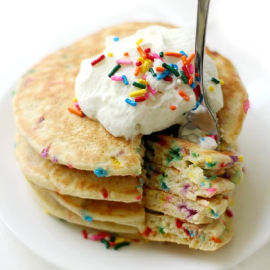 Easy GF/V Funfetti Pancakes - Recipe photo by strengthandsunshine