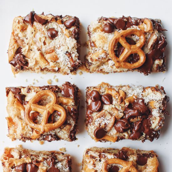 Grain-Free Peanut Butter Magic Bars - Recipe photo by HungryBlonde