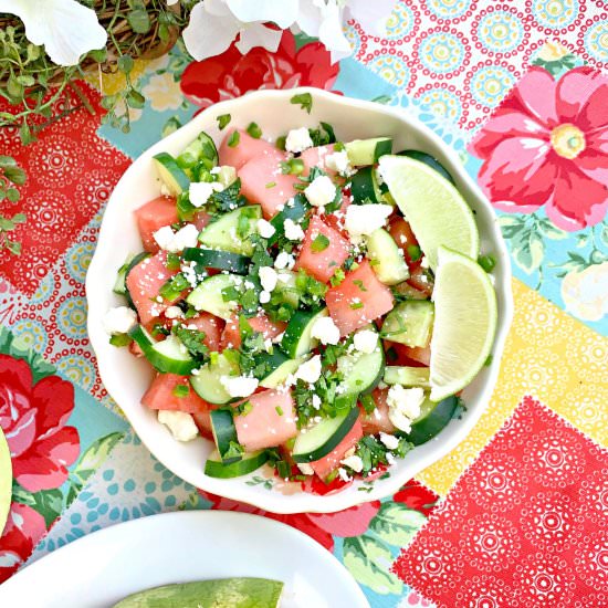 WATERMELON JALAPENO FETA SALAD - Recipe photo by Stylish Cravings
