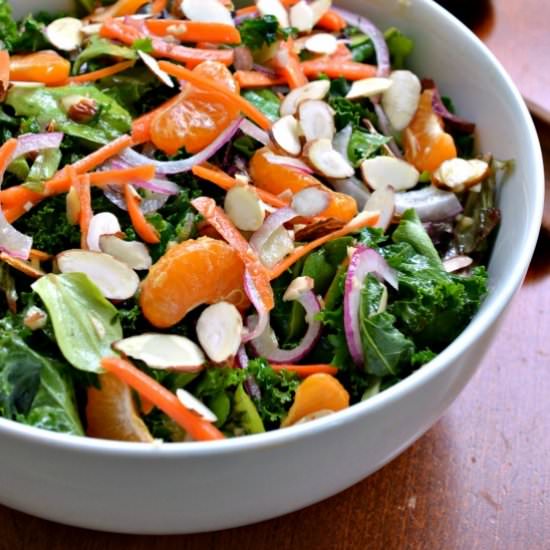 Kale Salad with Ginger Vinaigrette - Recipe photo by Small Town Woman