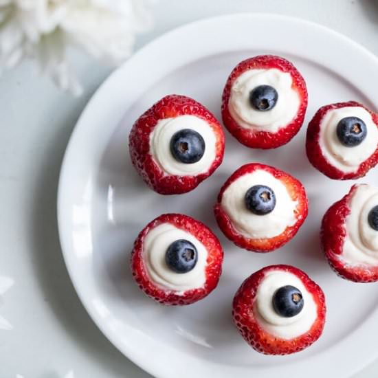 Cheesecake Stuffed Strawberries - Recipe photo by foodfaithfitness