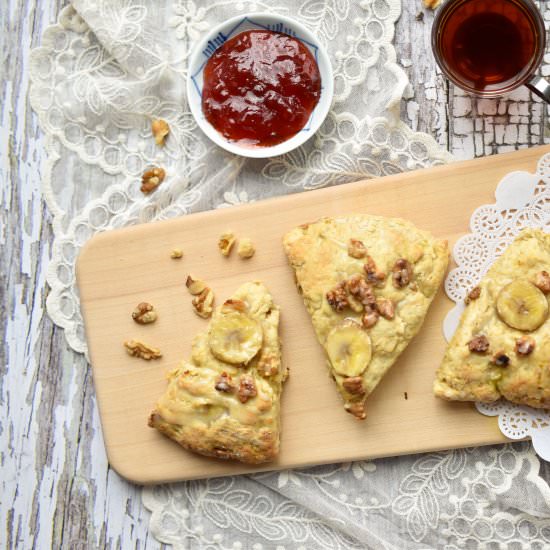 Glazed Banana Walnut Scones - Recipe photo by Woman in Real Life