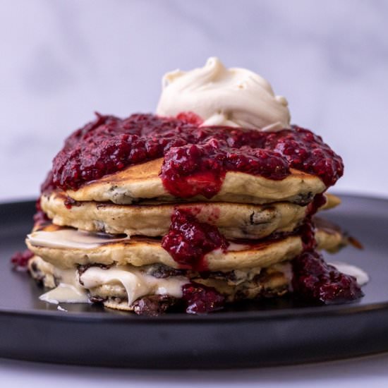 Raspberry and Chocolate Pancakes - Recipe photo by smackofflavor