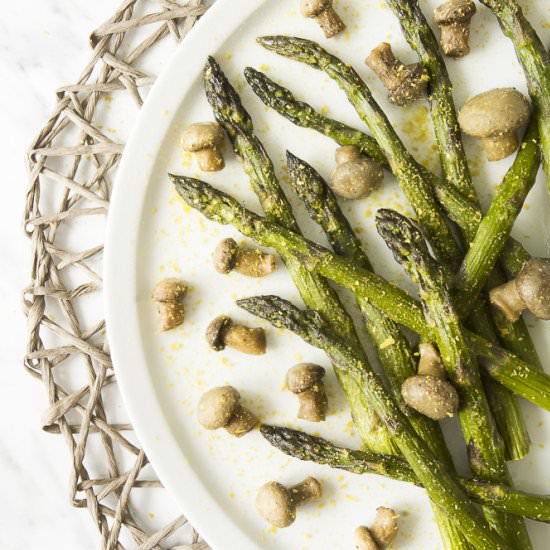 Roasted Asparagus and Mushrooms - Recipe photo by MyPurePlants