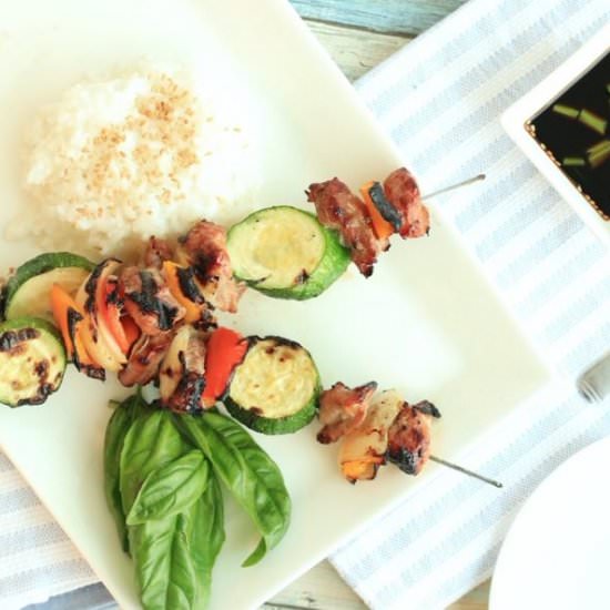 Sweet & Sticky Korean Pork Skewers - Recipe photo by Carefree Mermaid