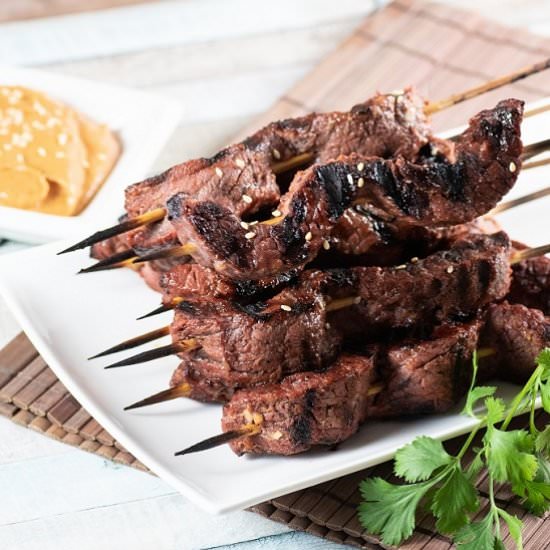 Grilled beef satay - Recipe photo by BBQing With The Nolands