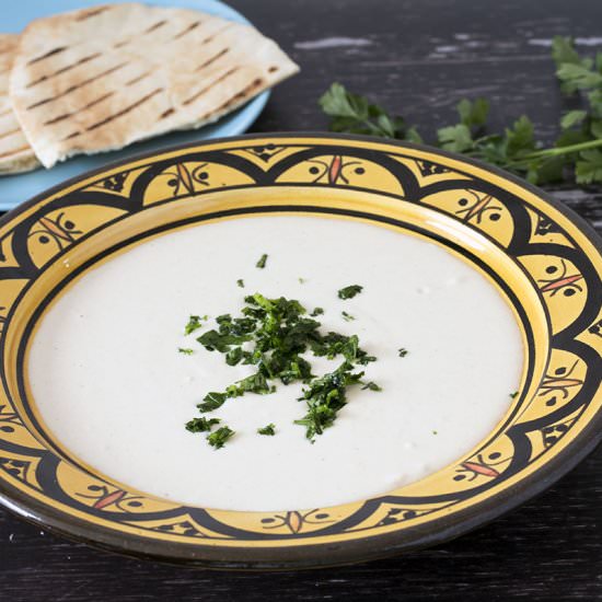 Healthy garlic tahini sauce - Recipe photo by Mandy Sneaky Veg