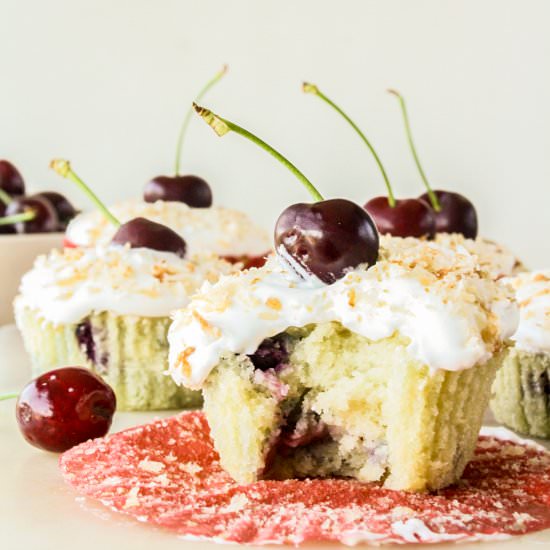 Cherry Coconut Cakes - Recipe photo by The Desserted Girl