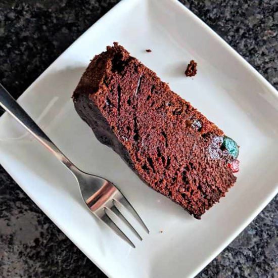 chocolate and glace cherry cake - Recipe photo by Cuisine Fiend