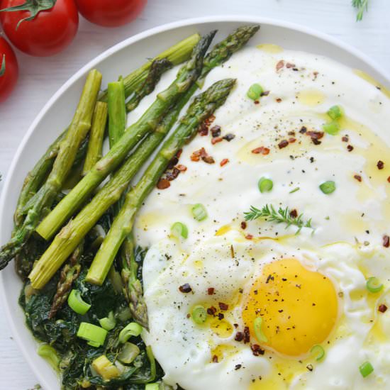 WHIPPED FETA WITH ASPARAGUS EGGS - Recipe photo by Sylia from 30 Days of Greek Food
