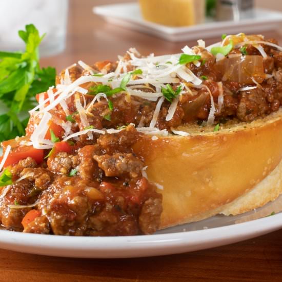 Open Faced Italian Sloppy Joes - Recipe photo by For the Love of Cooking
