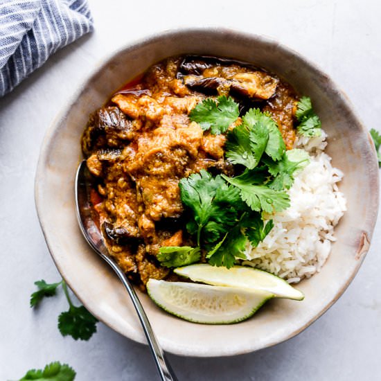 Coconut Chicken Curry with Eggplant - Recipe photo by TheMakerMakes