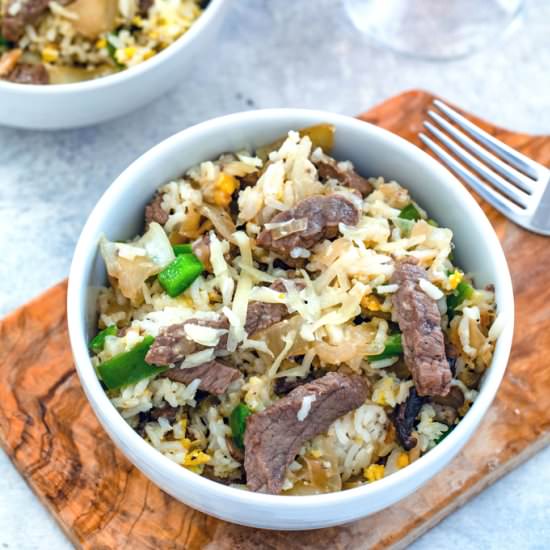 Steak and Cheese Fried Rice - Recipe photo by Wearenotmartha