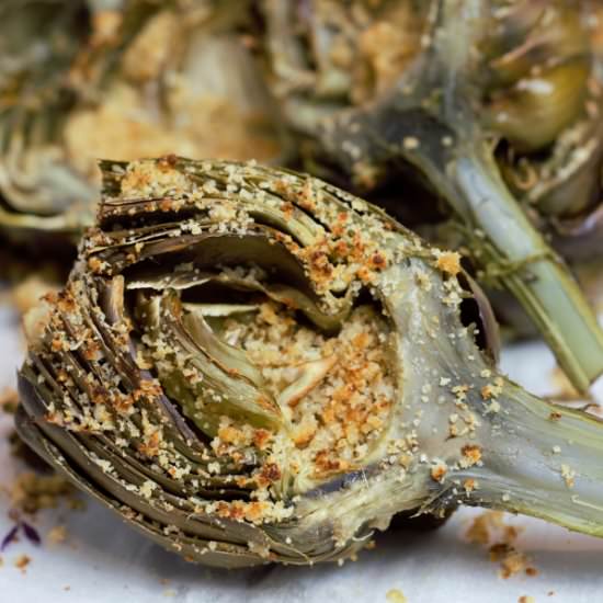 Parmesan Stuffed Artichokes - Recipe photo by DeliciousbyDesign