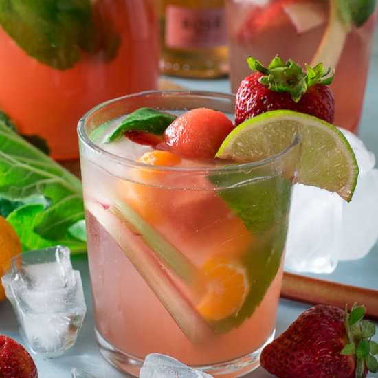 Rhubarb Rosé Sangria - Recipe photo by loveinmyoven