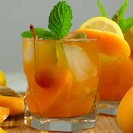 Apricot Bourbon Smash - Recipe photo by SipsNibblesBites