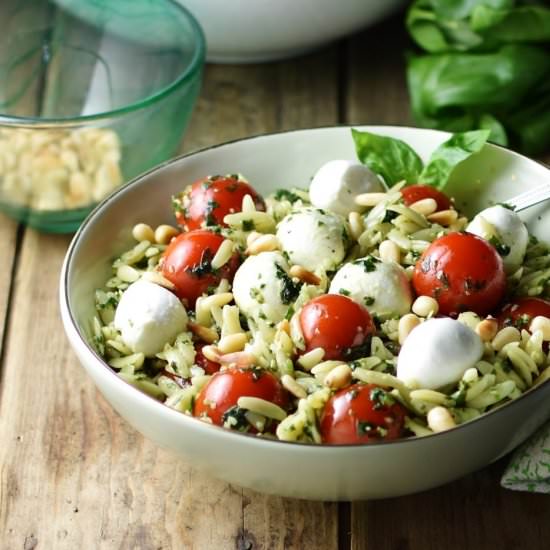 Caprese Orzo Salad with Pesto - Recipe photo by everydayhealthyrecipes