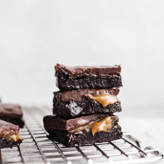 Gluten-Free Caramel Brownies - Recipe photo by saltedplains