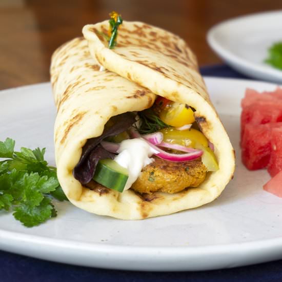 Falafel Wraps with Garlic Yogurt - Recipe photo by ebrees
