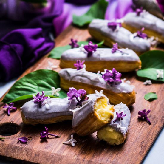 Mini Lilac Eclairs - Recipe photo by rhubarbandcod
