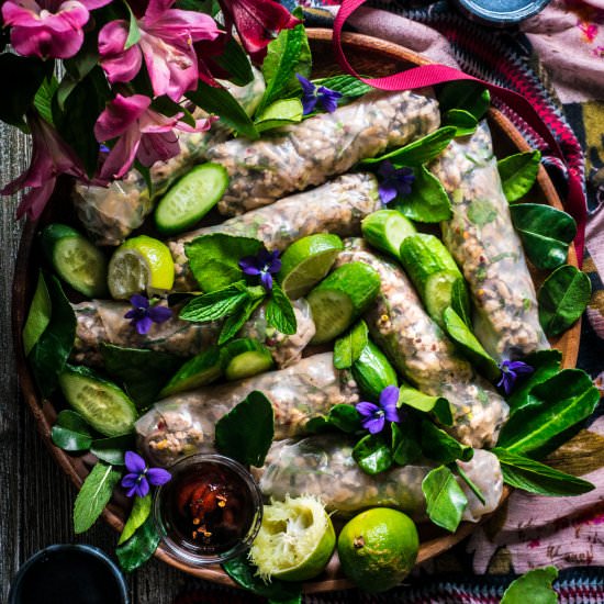 Larb Fresh Rolls - Recipe photo by rhubarbandcod