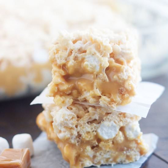 Caramel Stuffed Rice Krispie Treats - Recipe photo by 5boysbaker