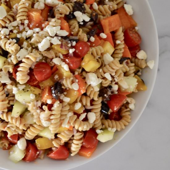Whole Wheat Greek Pasta Salad - Recipe photo by thisdelicioushouse