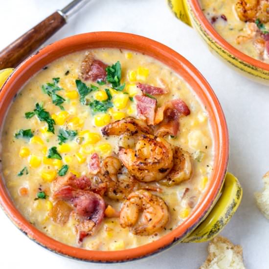 Shrimp Corn Chowder with Bacon - Recipe photo by cookingformysoul