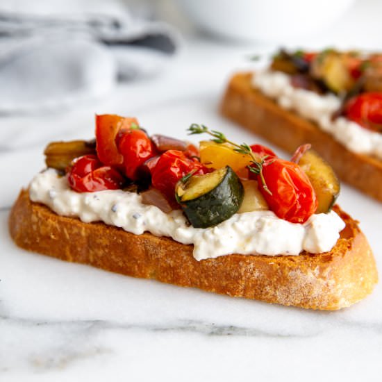 Easy Ratatouille Toasts - Recipe photo by FromScratchFast