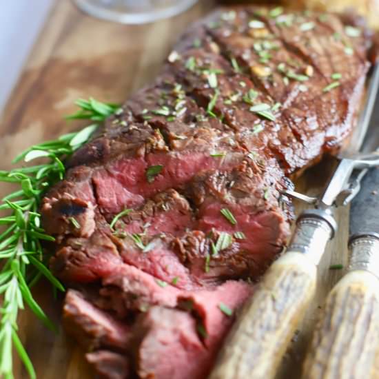 Grilled London Broil - Recipe photo by Grits and Pinecones