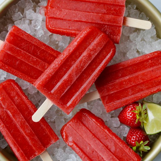 Strawberry Margarita Popsicles - Recipe photo by justataste