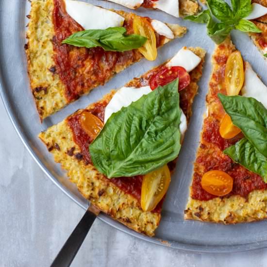 Cauliflower Broccoli Pizza Crust - Recipe photo by Queen of My Kitchen