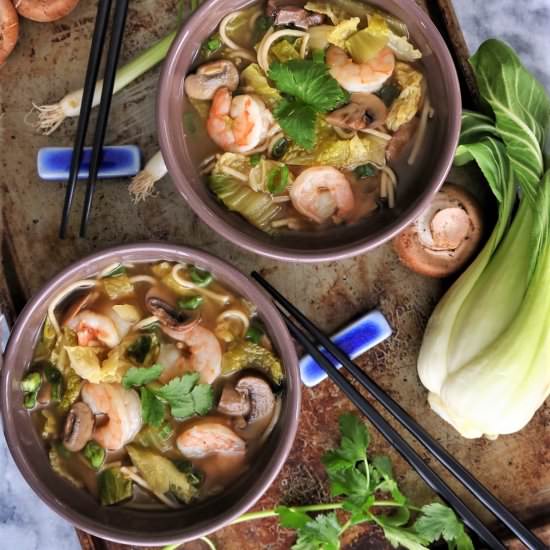 Shrimp & Bok Choy Noodle Soup - Recipe photo by The Nutrition Adventure