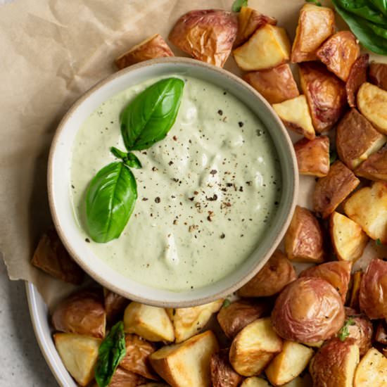 Pesto Cashew Aioli - Recipe photo by thecuriouschickpea