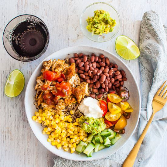 Pulled Chicken Burrito Bowl - Recipe photo by MySugarFreeKitchen