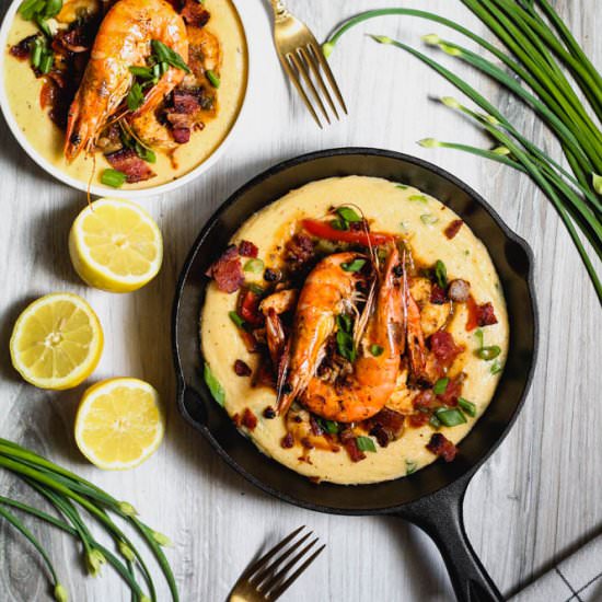 BBQ Shrimp and Cheesy Grits - Recipe photo by CookingandCussing