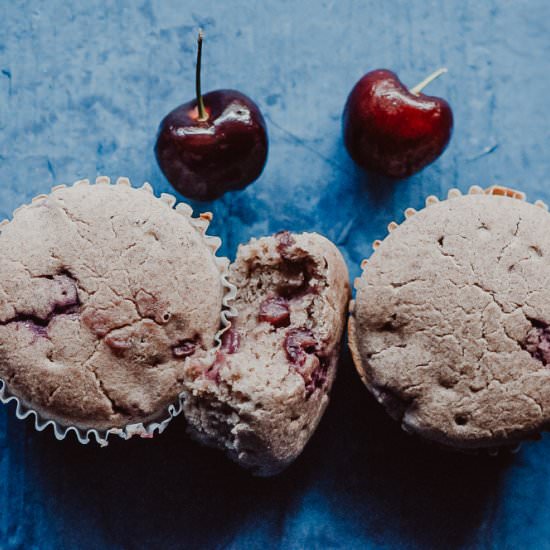 Gluten-Free Cherry Cobbler Muffins - Recipe photo by moon and spoon and yum.
