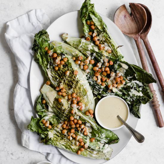 Grilled Romaine Tahini Caesar Salad - Recipe photo by wellfedsoul
