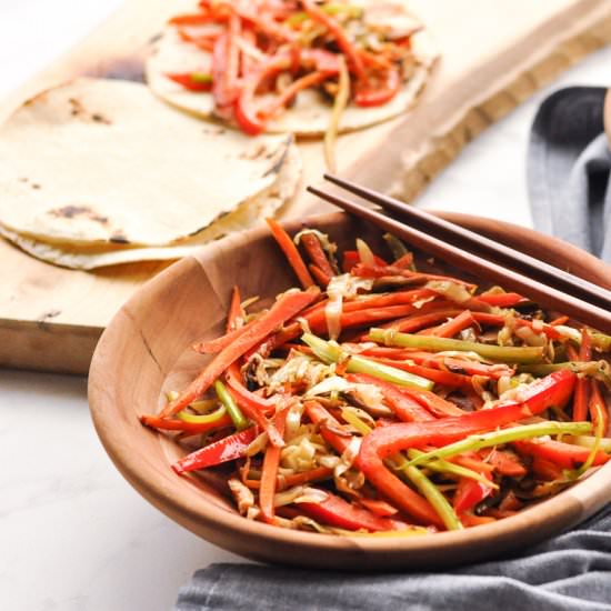 Vegan MOO SHU VEGETABLES - Recipe photo by Veggiecurean