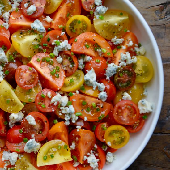 Tomato Salad with Blue Cheese - Recipe photo by justataste